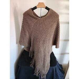Tan And Gold Poncho Metalic. 100% Acrylic. Size Large
